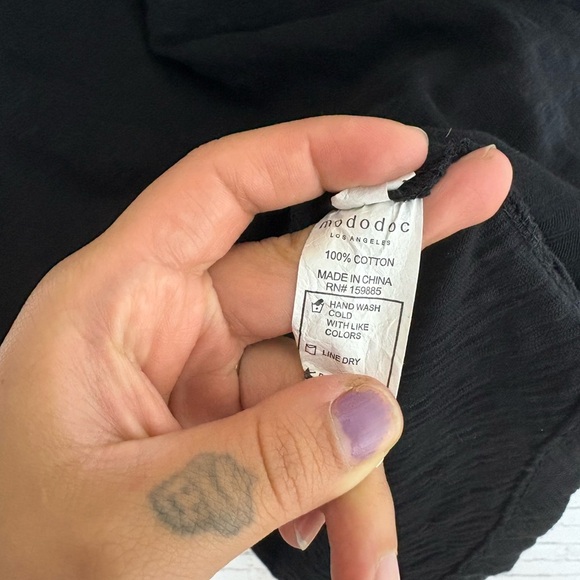 Mododoc Black Embroidered Ikat Sleeve Long Sleeve Tee - Picture 5 of 5